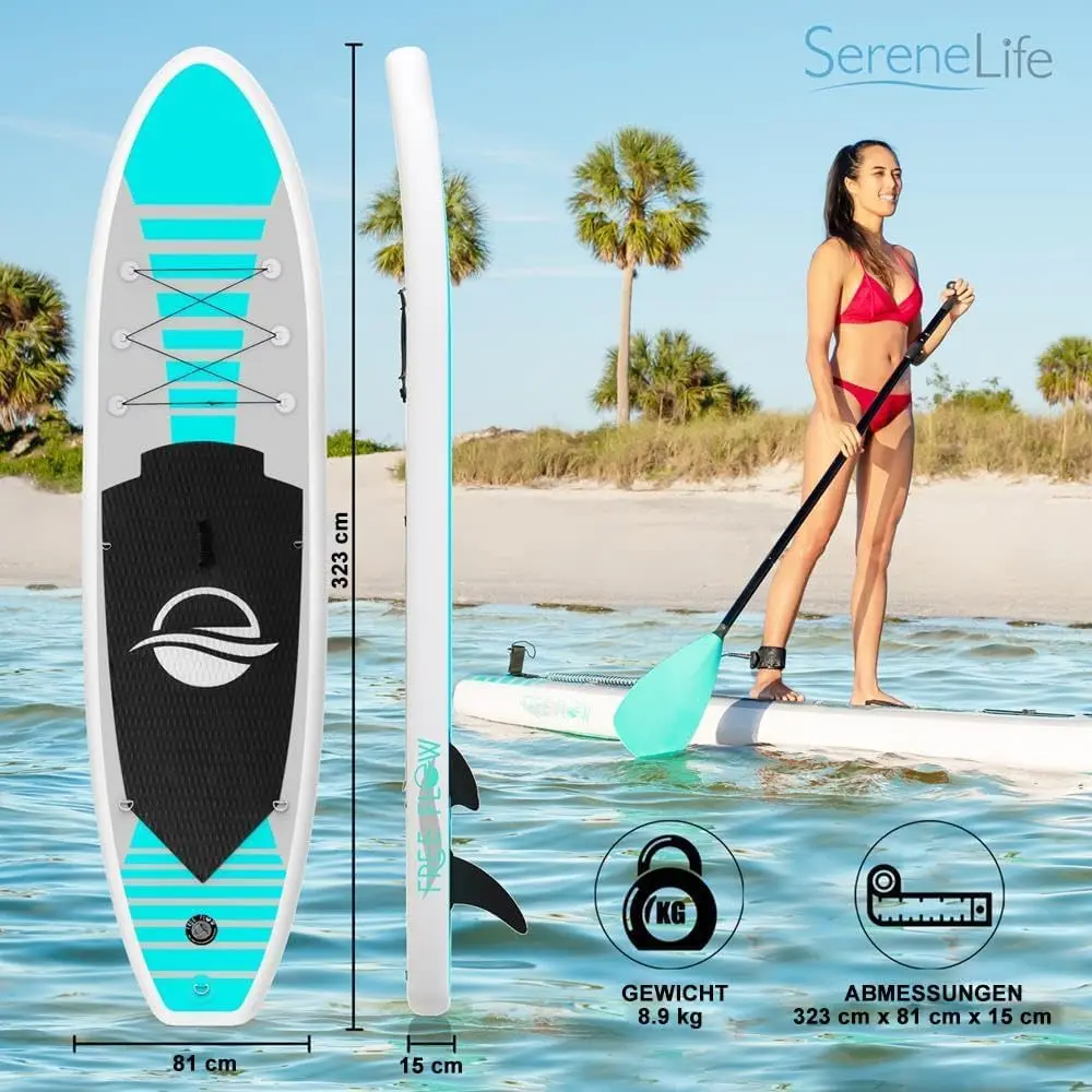 Stand up Paddle Board Inflatable - Non-Slip SUP Paddle Board Paddle, Pump, Leash, and Accessories - Fun Water inflata