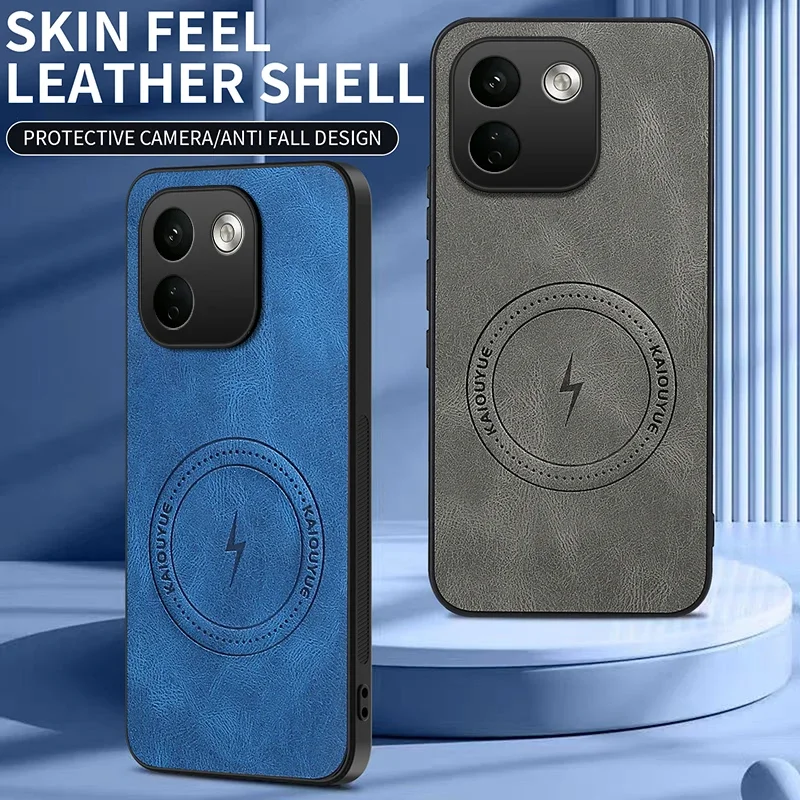 Business Skin Feel Leather Texture Case for Redmi Note 17 Pro Max POCO M8 Power X8 ProMax F9 Ultra Magnetic Anti-drop Back Cover
