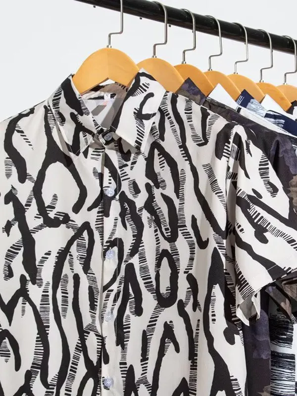 

Летний ледяной шелк ort Sve Hawaii Beach Print Повседневная свободная мужская одежда для пар Удобная дышащая молодежная мода