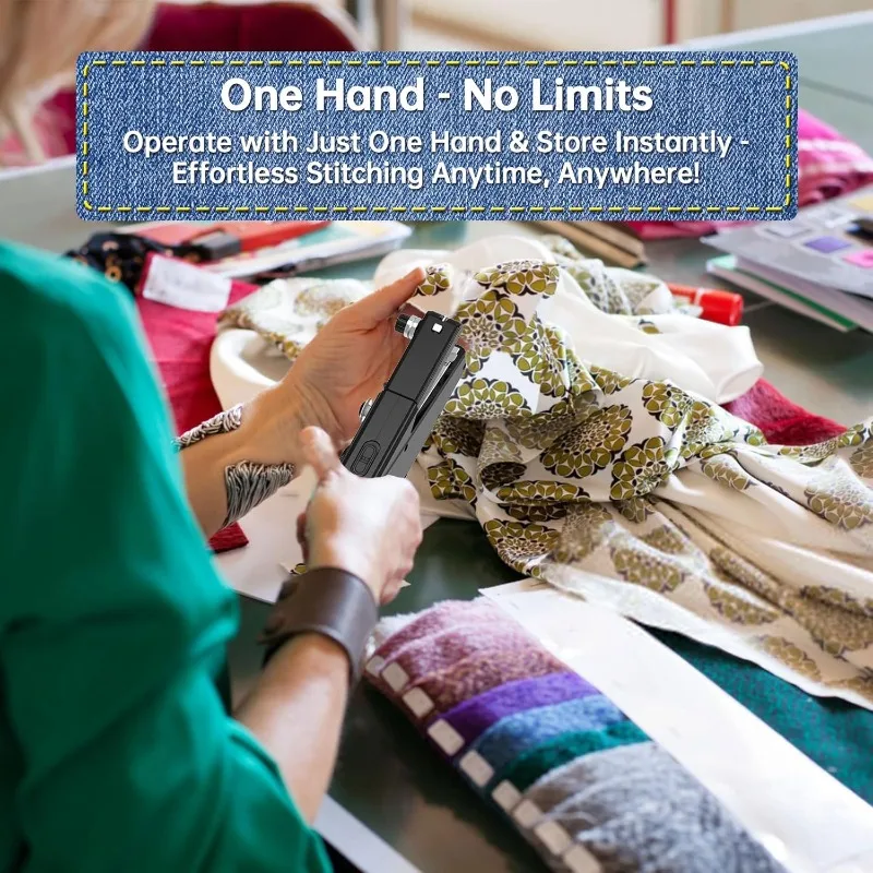 ماكينة خياطة محمولة، ماكينة خياطة صغيرة محمولة ولاسلكية للمبتدئين - خياطة كهربائية سريعة، منديل ملابس من القماش بنفسك