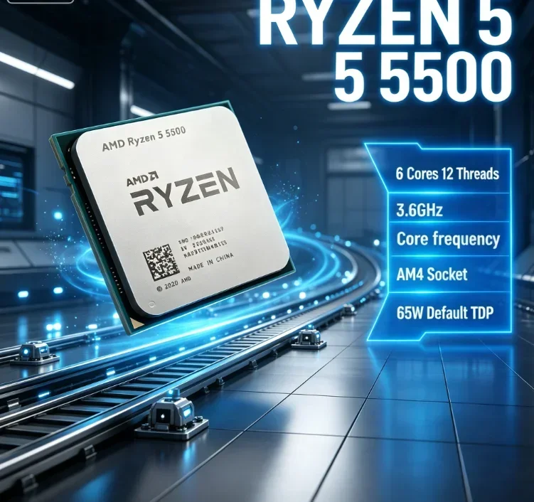 AMD Ryzen 5 5500 ITX Small Case Compatible CPU 6 Core 12 Thread 4.2GHz AM4 16MB L3 Cache 65W Low Power Desktop Processor No Cool view 2