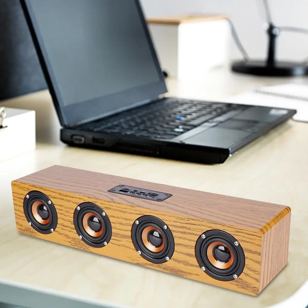 Portable Electric Bass Audio Amplifier S6 Bluetooth Wood Speaker U Disk Tf Card High Power Wireless Portable Bluetooth Speaker