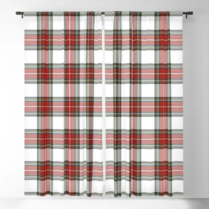 Christmas Tartan Plaid Blackout Curtains 3D Print Window Curtains For Bedroom Living Room Decor Window Treatments