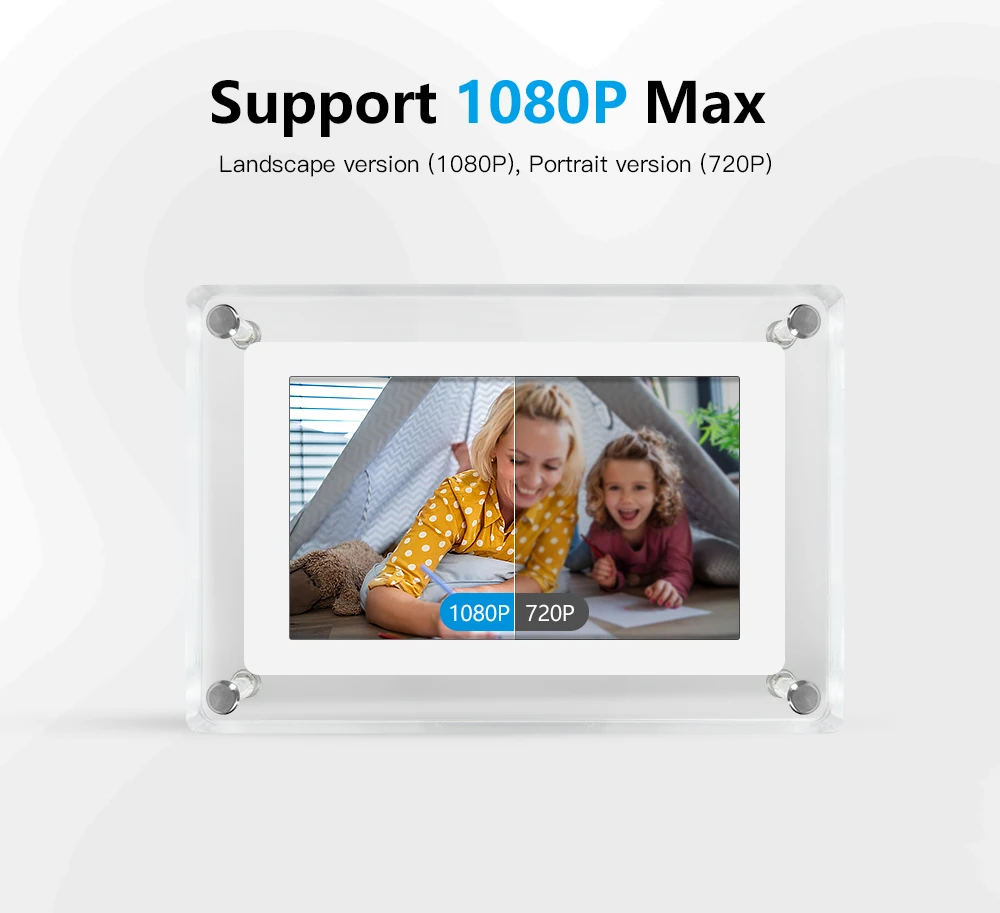 Acrylic Digital Photo Frame 5 and 7 Inch IPS Screen 4GB Memory Rechargeable Battery Auto Rotate Portable Digital Picture Frame
