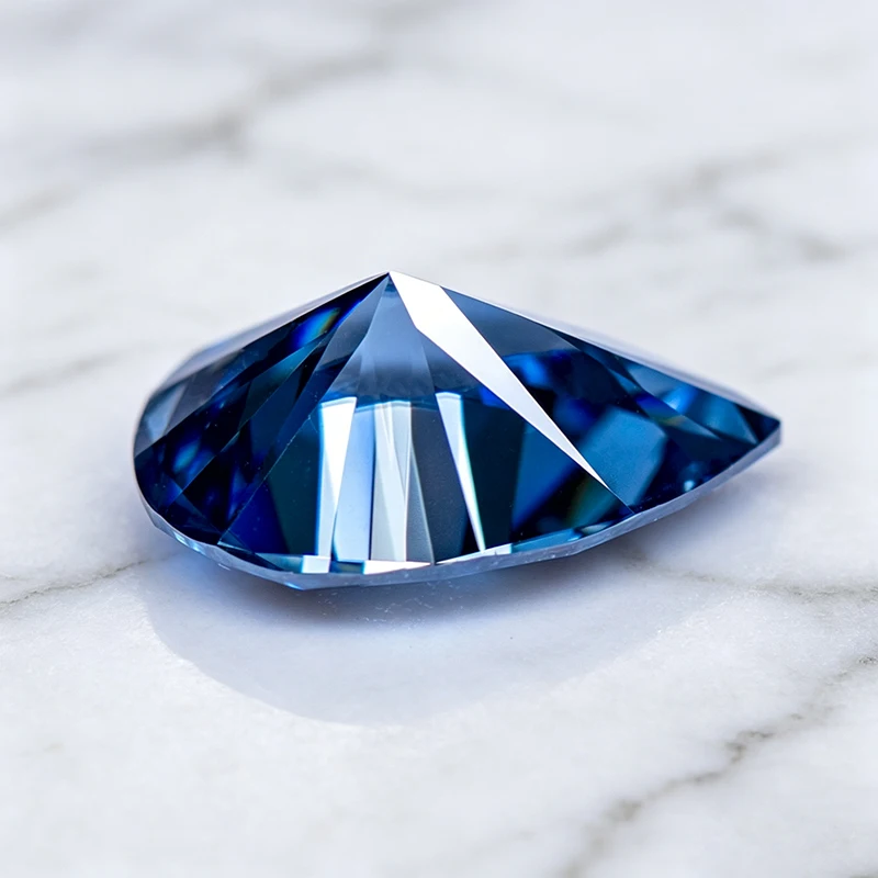 Moissanit-Stein, natürlicher königsblauer, birnenförmiger Edelstein für DIY-Schmuck, Ring, Halskette, Ohrringe, mit Zertifikat – Detail 2