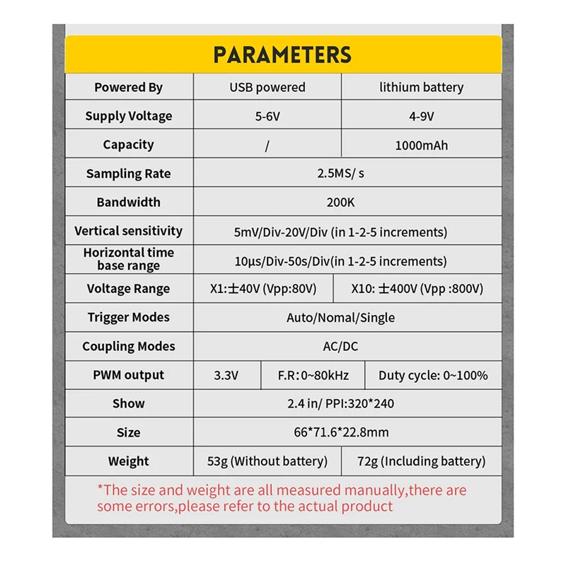 

A26I-138 PRO Handheld Oscilloscope 200 Msa/S,Khz,Analog Bandwidth, Supports Auto,80 Khz PWM And Firmware Upgrades (B)