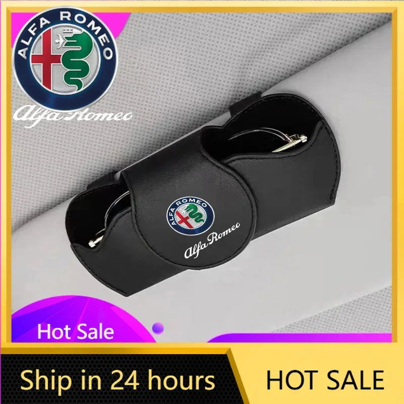 

Car Stickers For Alfa Romeo PU Leather Car Sunglasses Holder Sunglasses Case Clip Storage Box For Alfa Romeo Giulia Stelvio Giul