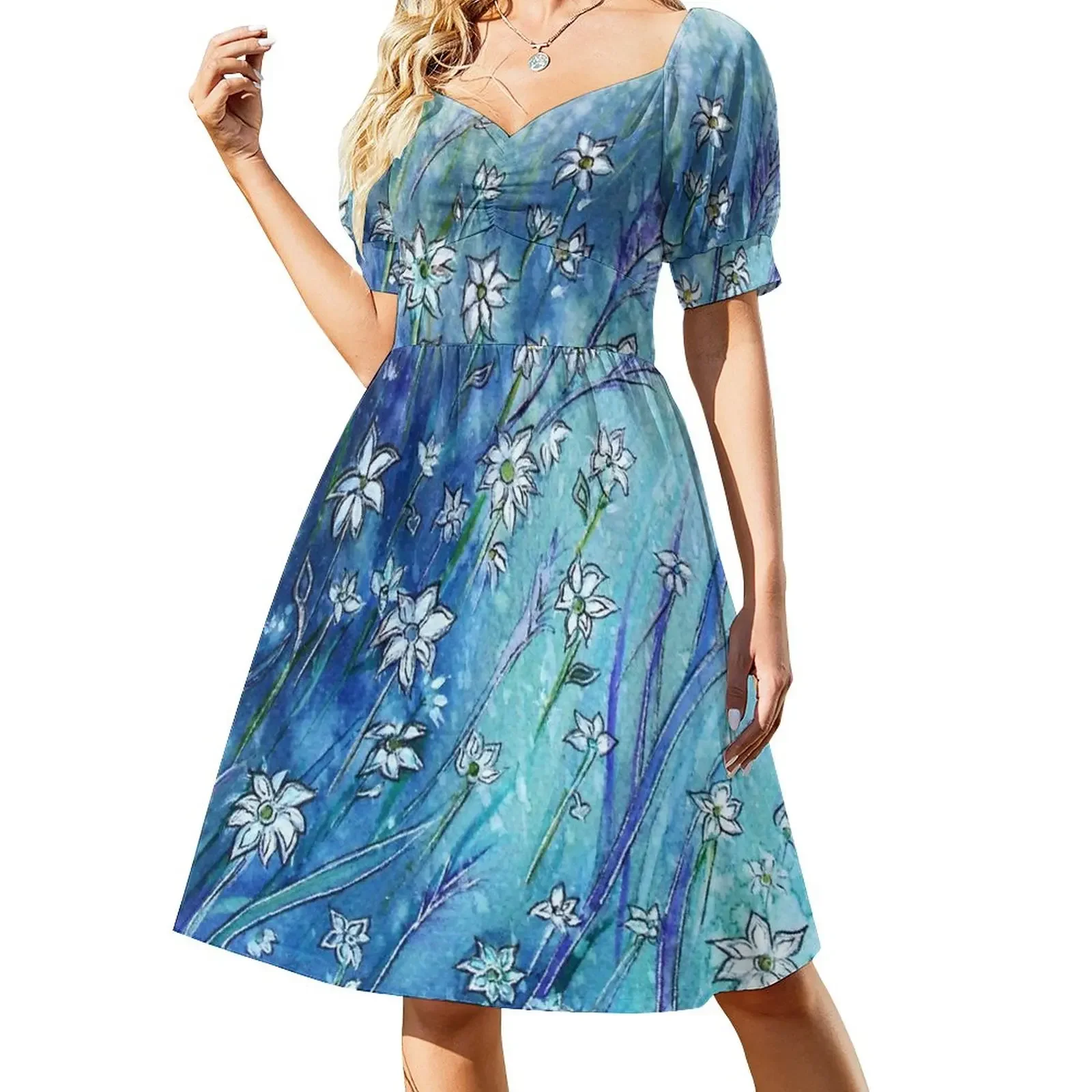 

Dainty Daisies Short-Sleeved Dress beach outfits for women dresses for women 2025 luxury designer party summer women's suit