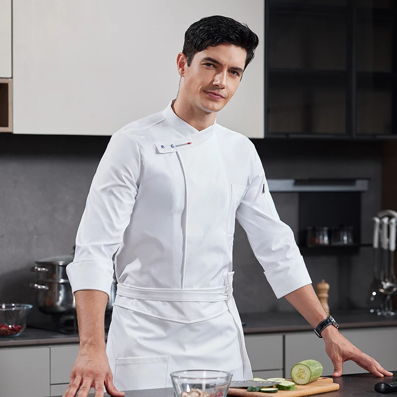 زي الشيف الاحترافي بأكمام طويلة سترة المطبخ للرجال والنساء معطف الطبخ FFood خدمة الطبخ زي أزياء Patissier