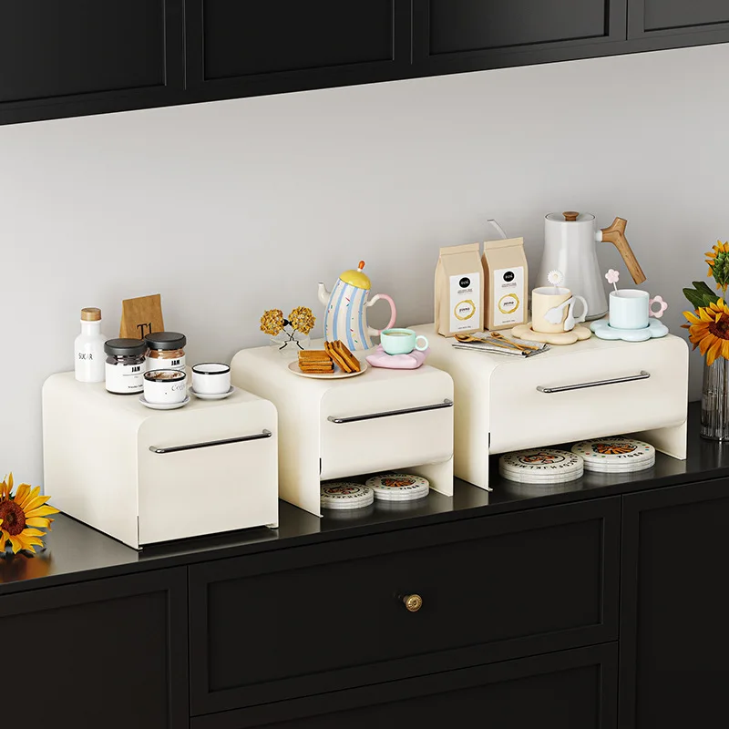 Kitchen shelf drawer type kitchen teacup seasoning shelf multi-purpose light luxury cosmetics storage rack