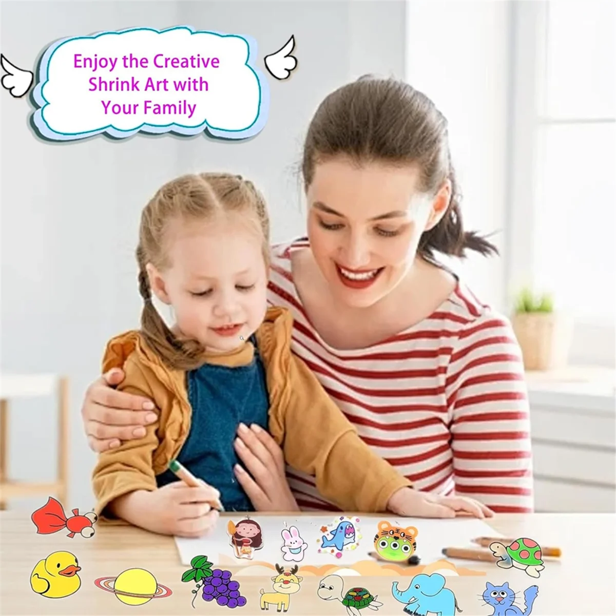 Shrink Plastic Sheets Kit para crianças, folhas de papel e chaveiros, fazendo acessórios, artesanato DIY, 7.9x7.7 Polegada, 160pcs