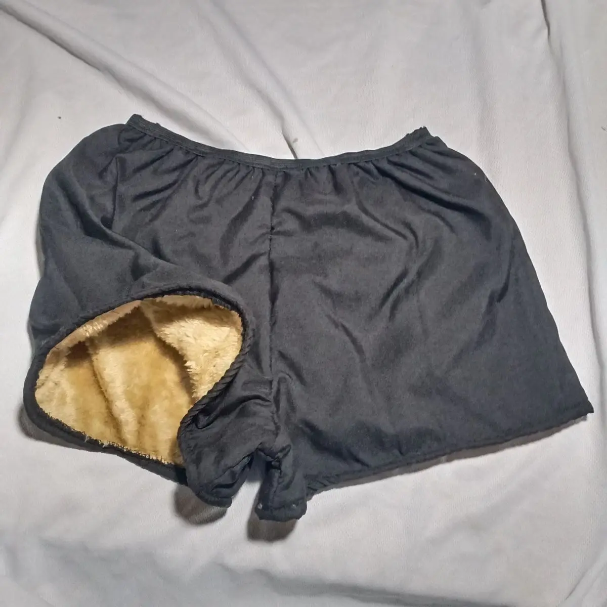 

Black Warm Fur Shorts Thick Design Man's Panty Soft Light Weight Quick Dry