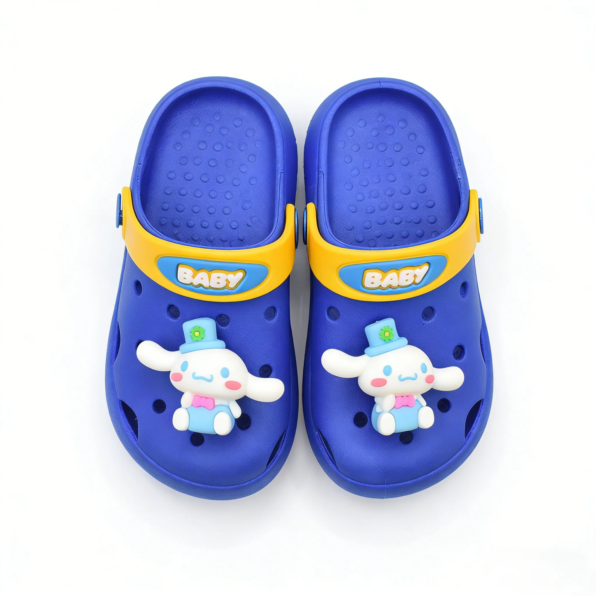 

Детские тапочки Sanrio, летняя обувь из ПВХ с рисунком Cinnamoroll для детей, противоскользящая дизайнерская обувь с толстой подошвой, синий, розовый цвет, размер 20-33, 3699