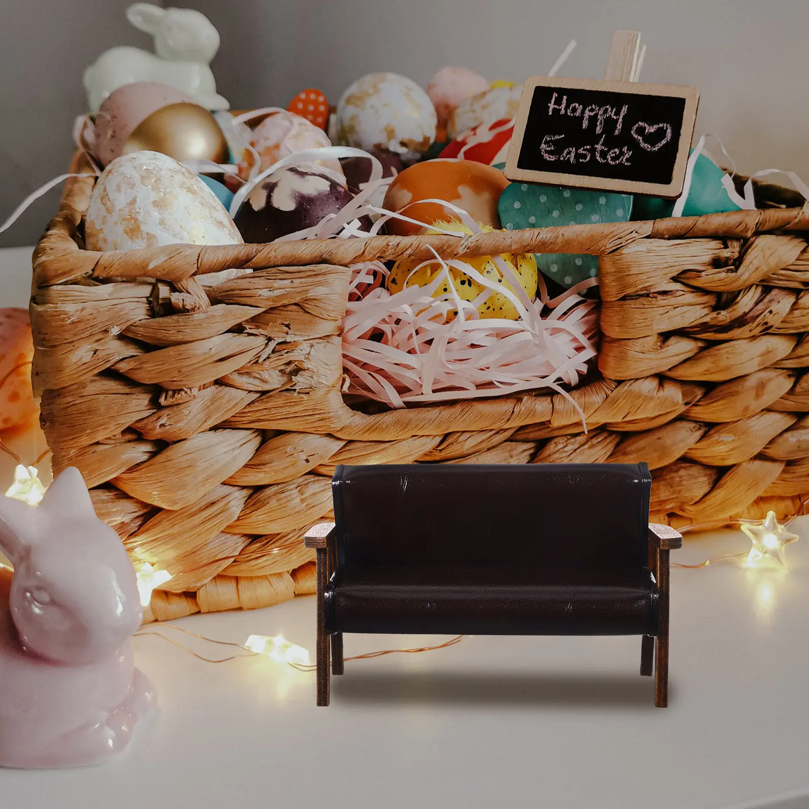 

Miniature Sofa Chair Vintage Wooden Mini House Armchair Decoration Sofa Prop for Micro Landscape Photography Craft