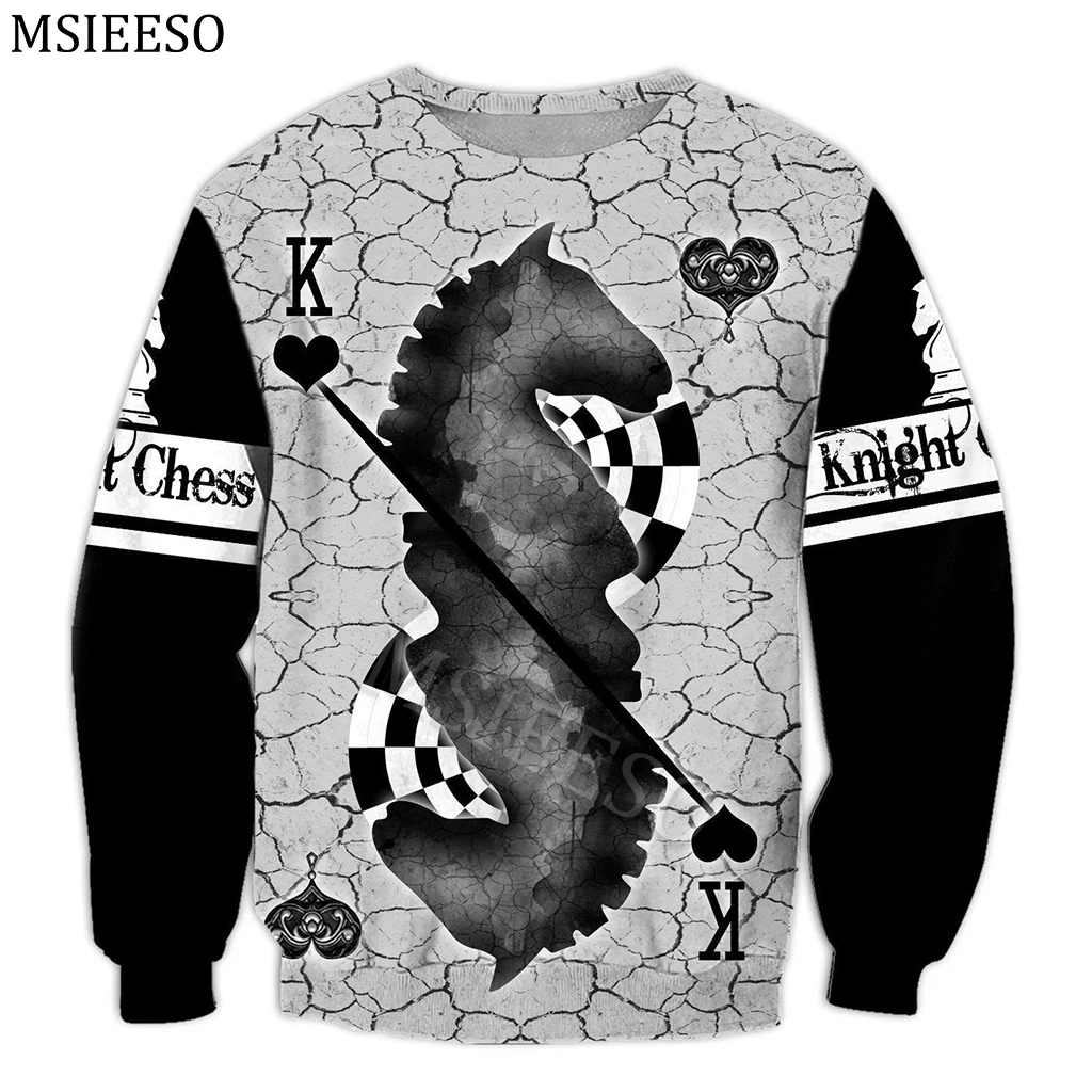 MSIEESO Knight Chess Poker 3D All Over Print Unisex Hoodie Men Autumn Sweatshirt Streetwear Casual Women Zipper Jacket Pullover