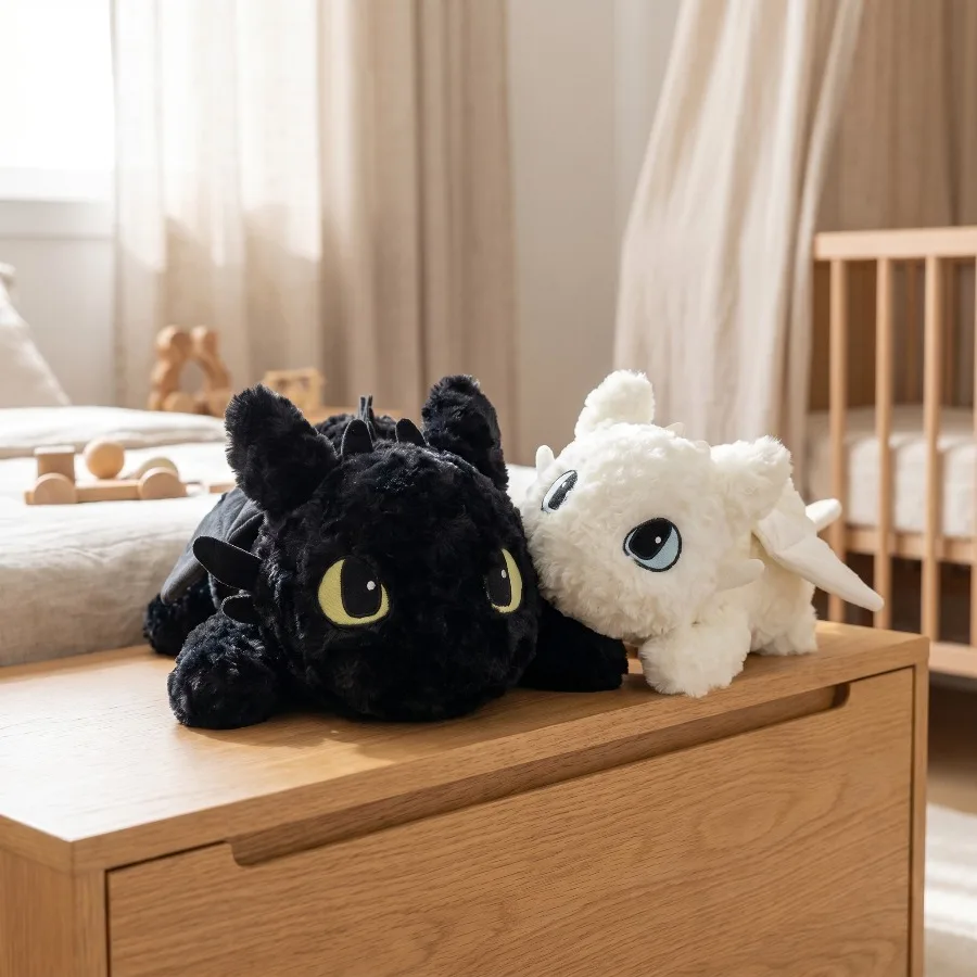 16-32 inch White Black Dragon Plush Toy Body Pillow Anime Stuffed Animal Doll Cushion Soft Cartoon Manga Desktop Gift Collection image 4