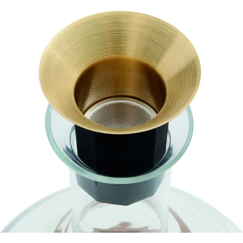 

Decanter with Wood Coaster and Micro-Perforated Aerator,Clear