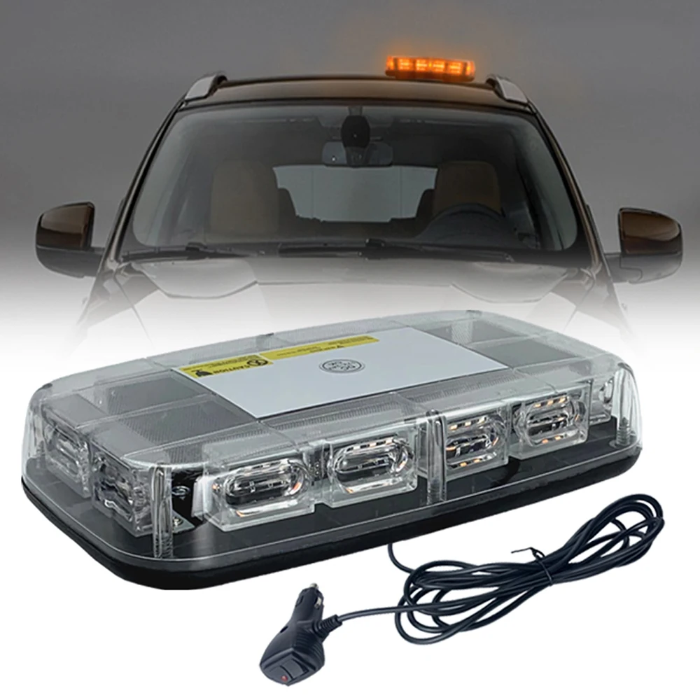 Lantsun LED6503 24W LED Emergency Hazard Warning Security Roof Top Flash Strobe Mini Light Bar with Magnetic Mount