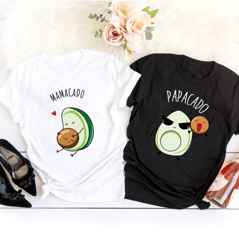 

Pregnancy Announcement T Shirt Women Men Fuuny Avocado Dad Papacado Mamacado Tshirt Summer Cotton Short Sleeve Woman Clothes