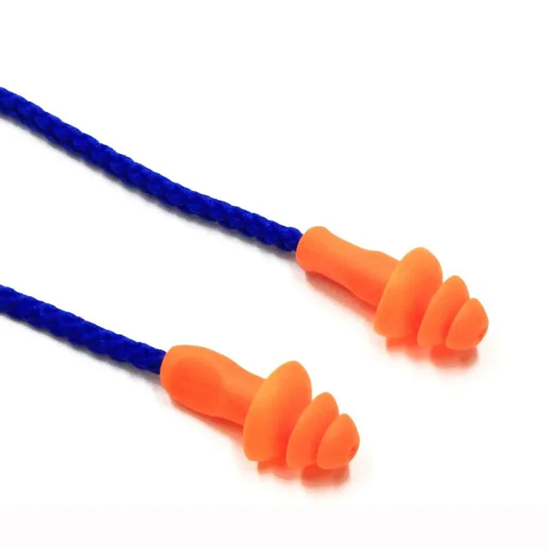 Imagem -02 - Silicone Macio com Fio Protetor Ear Plug Proteção Auditiva Reutilizável Redução de Ruído Trabalho Seguro Tampões Confortáveis Earmuff 10 Pcs