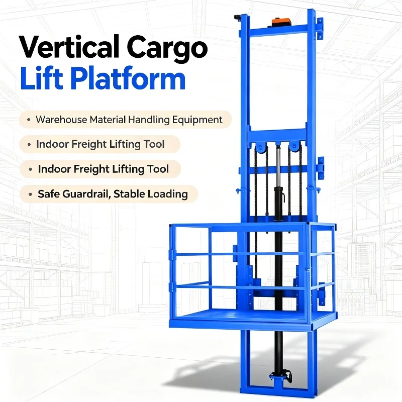For 500KG/1000KG Electric Hydraulic Lifting Platform, Guide Rail Cargo Elevator, Simple Lift for Warehouse & Home Cargo Handling