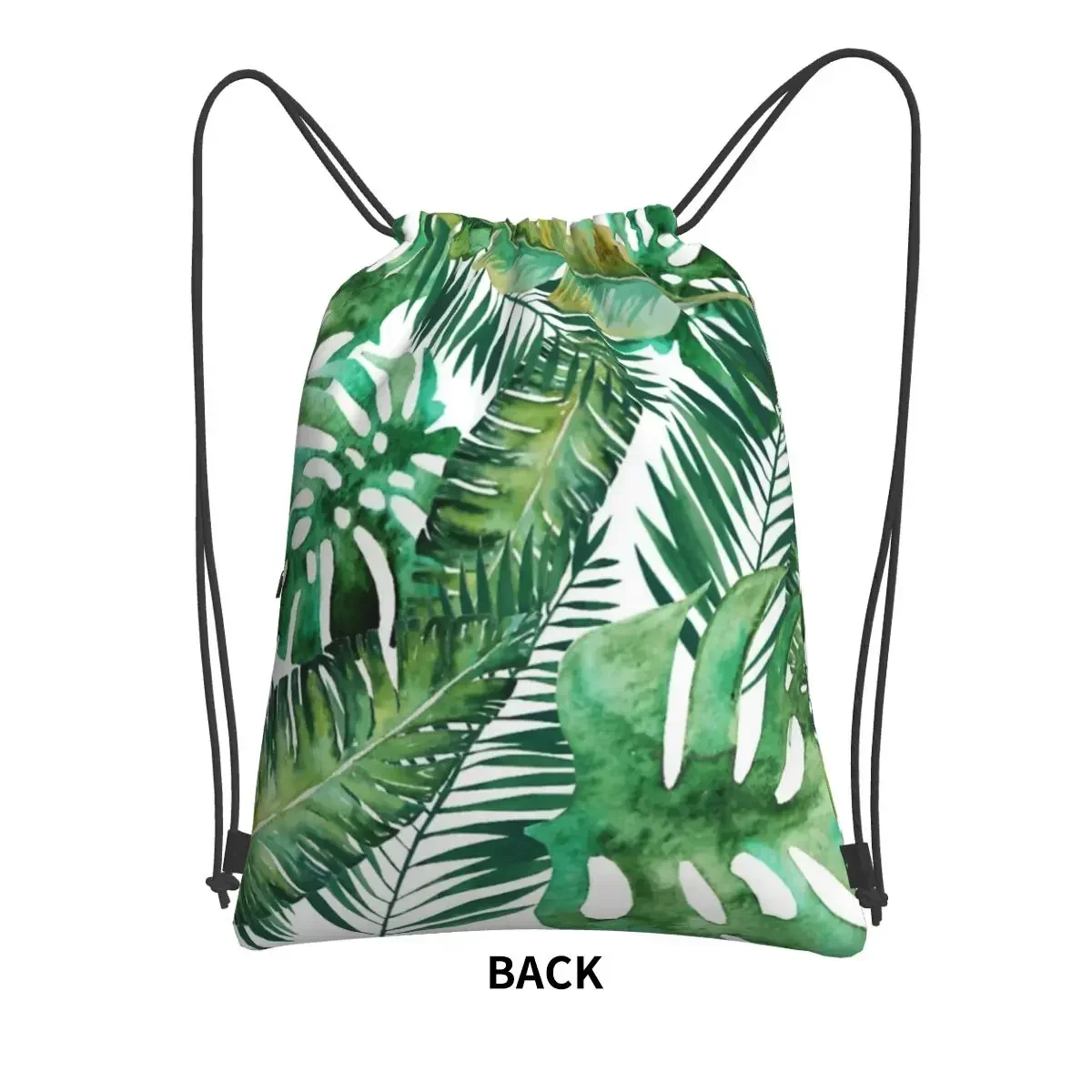 Monstera Banana Palm Leaf Portable Backpacks Drawstring Bag Casual Drawstring Bundle Pocket Storage Bags For School Students