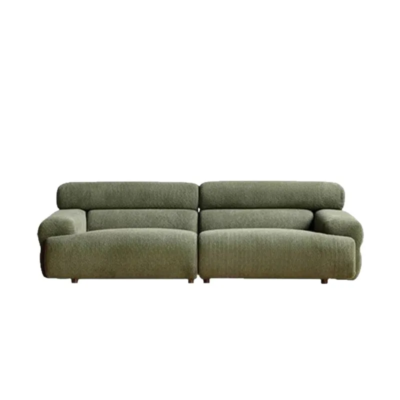 xj-Sofa Fabric Living Room Straight Row Sofa French Dark Green Retro Chenille Small Apartment Anti-cat Scratch Sofa*