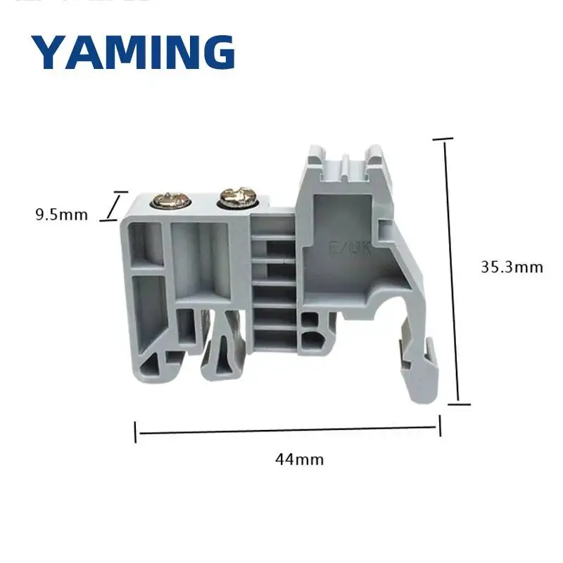 50pcs/lot  E-UK Universal Terminal Block Ending/end Stopper DIN Rail End Screw Clamp Fixed Block Gray
