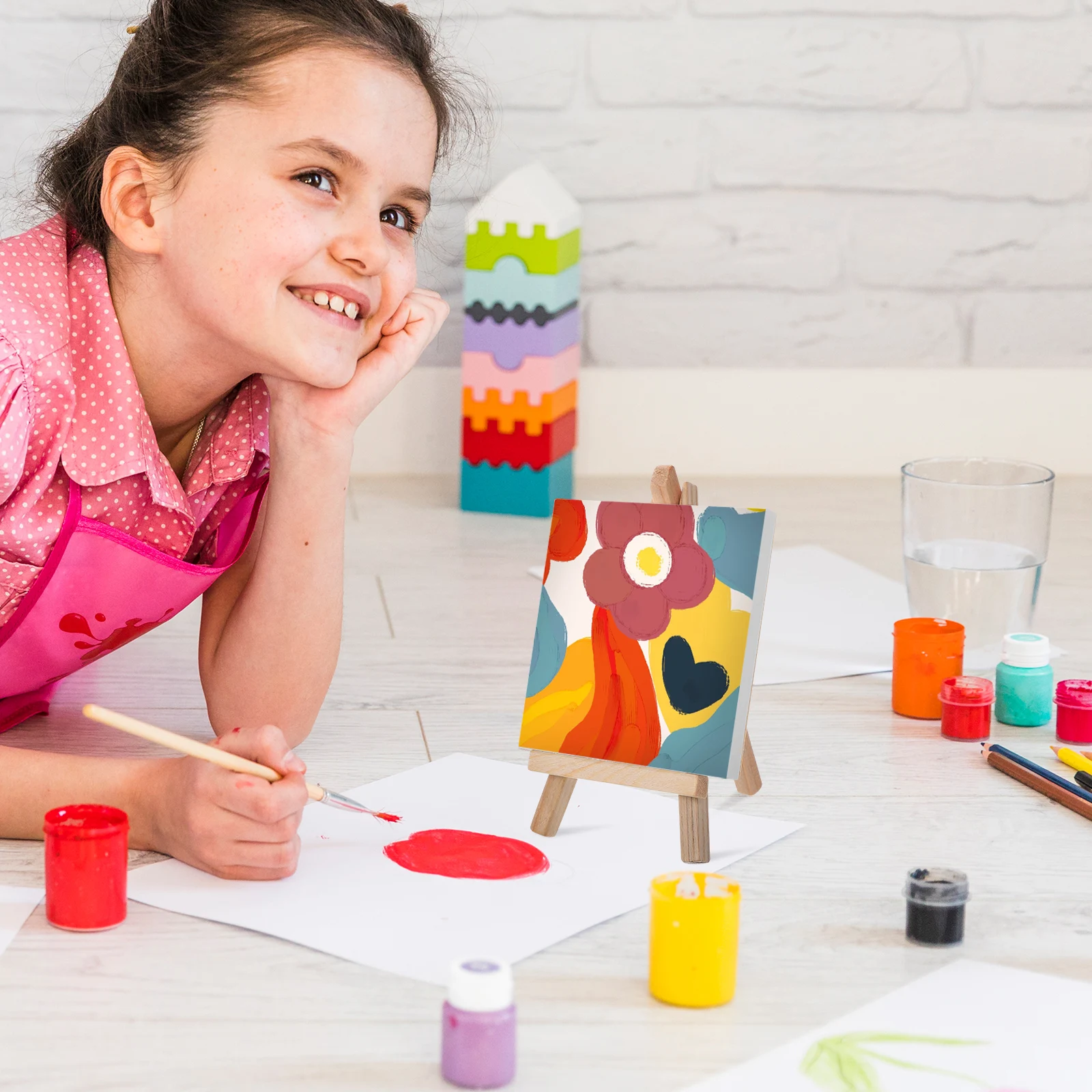 

1 set 1 Set Wooden Mini Easel Stand Tabletop Display Tripod Drawing Canvas Holder With Canvas Panel For Painting Art Small Room