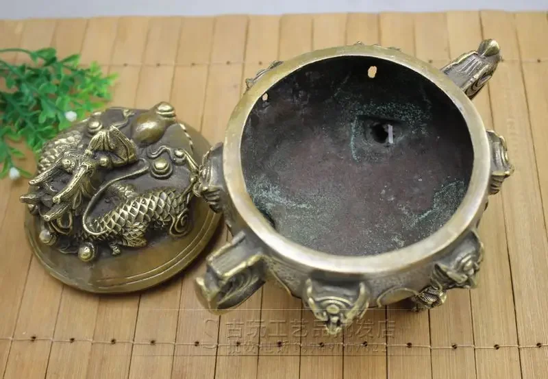 Copper Statue Antiques miscellaneous collection wholesale bronze ware single dragon copper incense burner