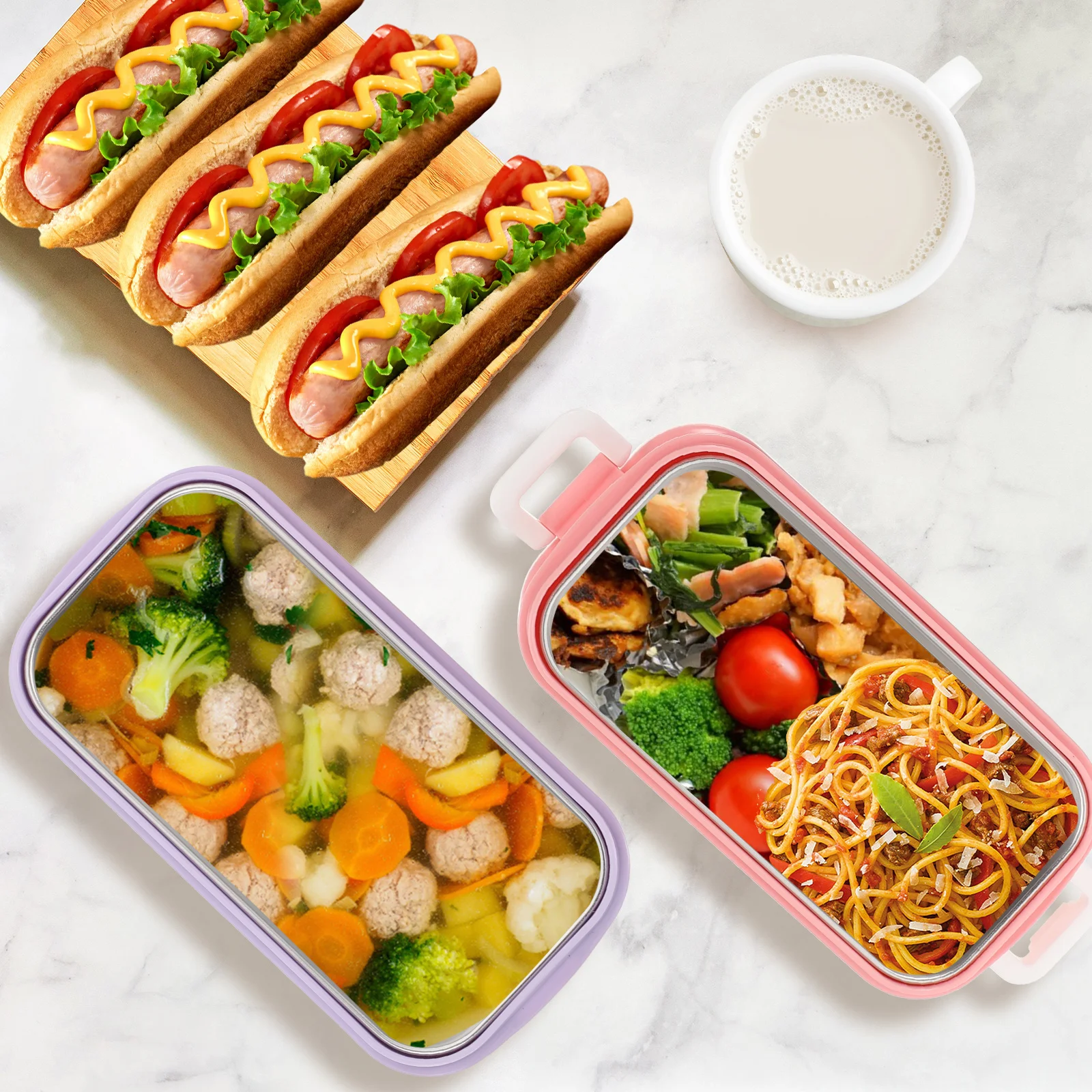 

Stainless Steel Kids Lunch Box Cute Cartoon Bento Container Office Use Microwave Safe Sealed Food for Children