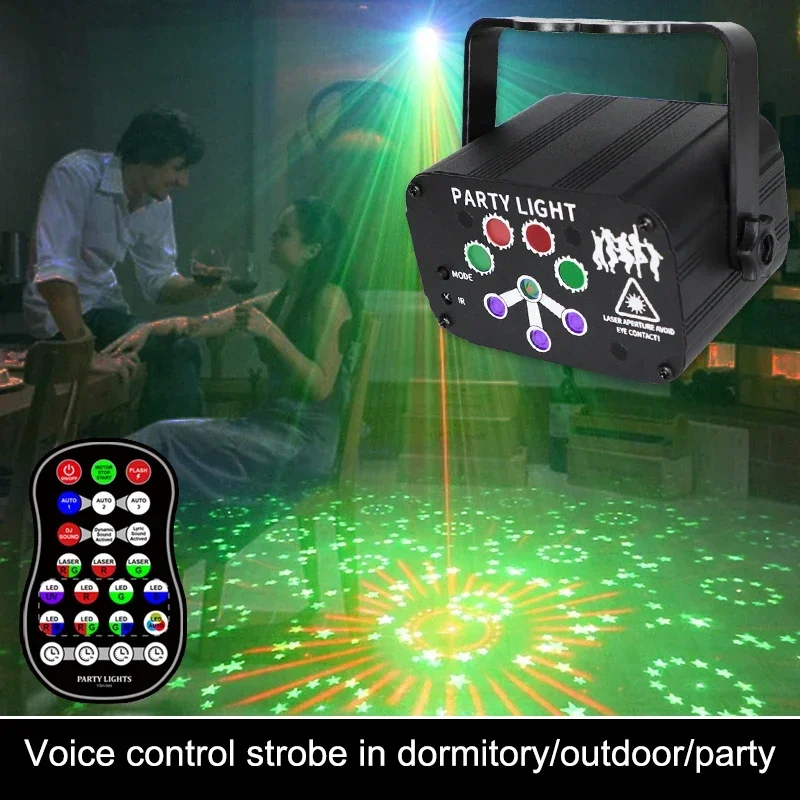 128 Patterns 8 Holes Mini Stage Lighting RGB Beam Light KTV Club Bar Disco Lighting Laser LED Projector Dj Lazer Decoration