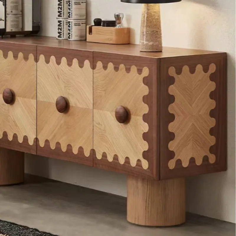 Nordic style solid wood creative retro bedside table home modern TV cabinet living room storage