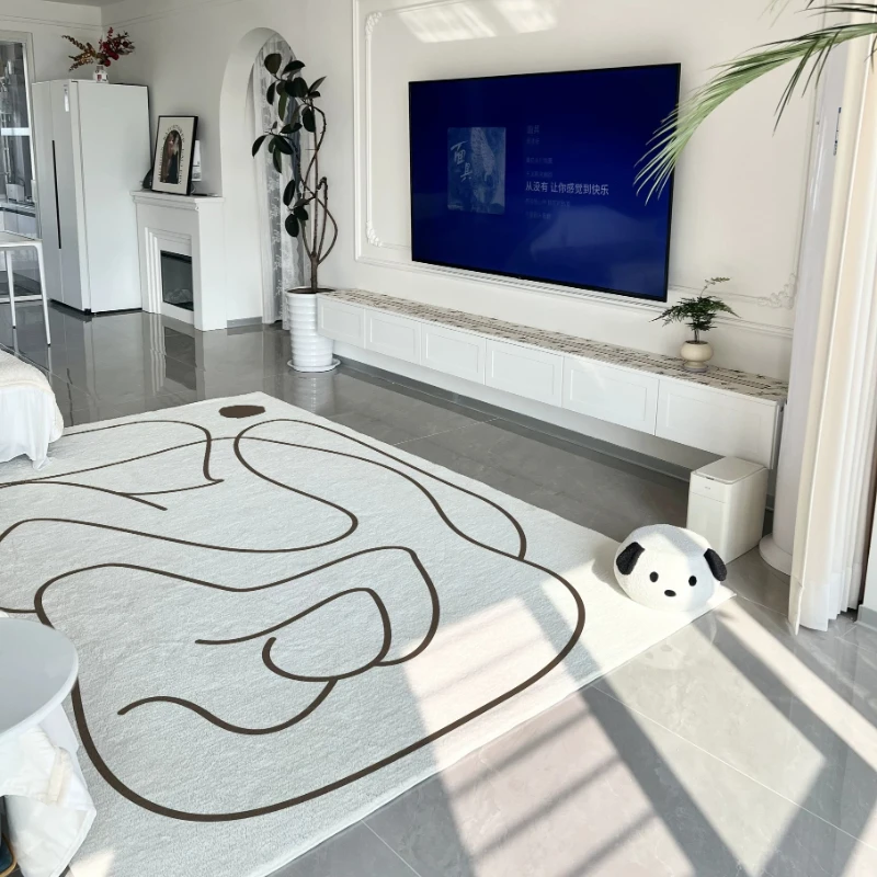 Ins Korean Cream Style Living Room Light Luxury Carpet Decoration Bedroom Non-slip Washable Bedside Mat Soft Fluffy Study Rug