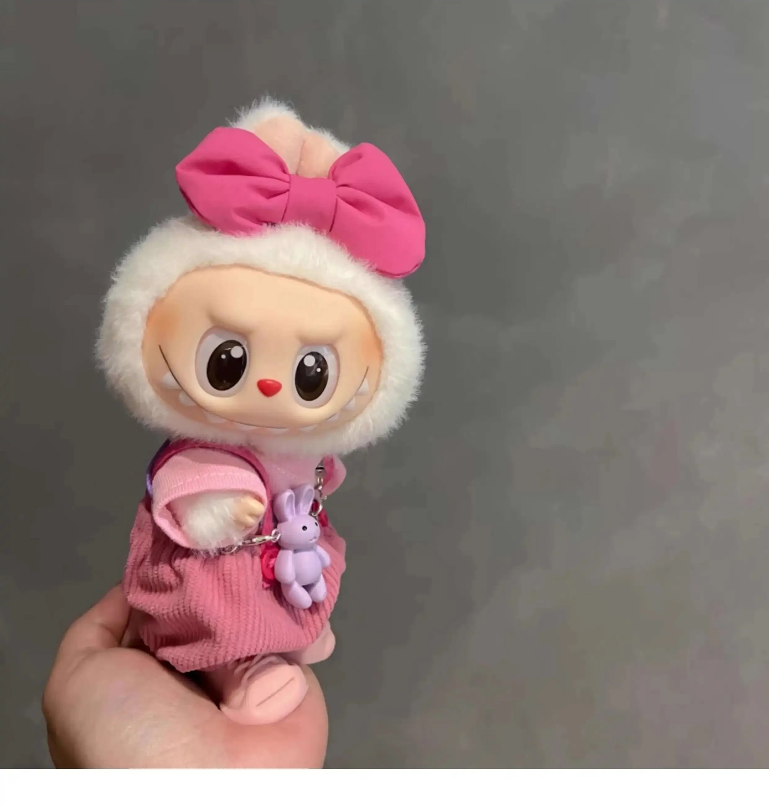 

New suitable for labubu 17CM pendant 123 generation vinyl doll bib baby clothes LaBuBu doll clothes gift blind box wholesale.