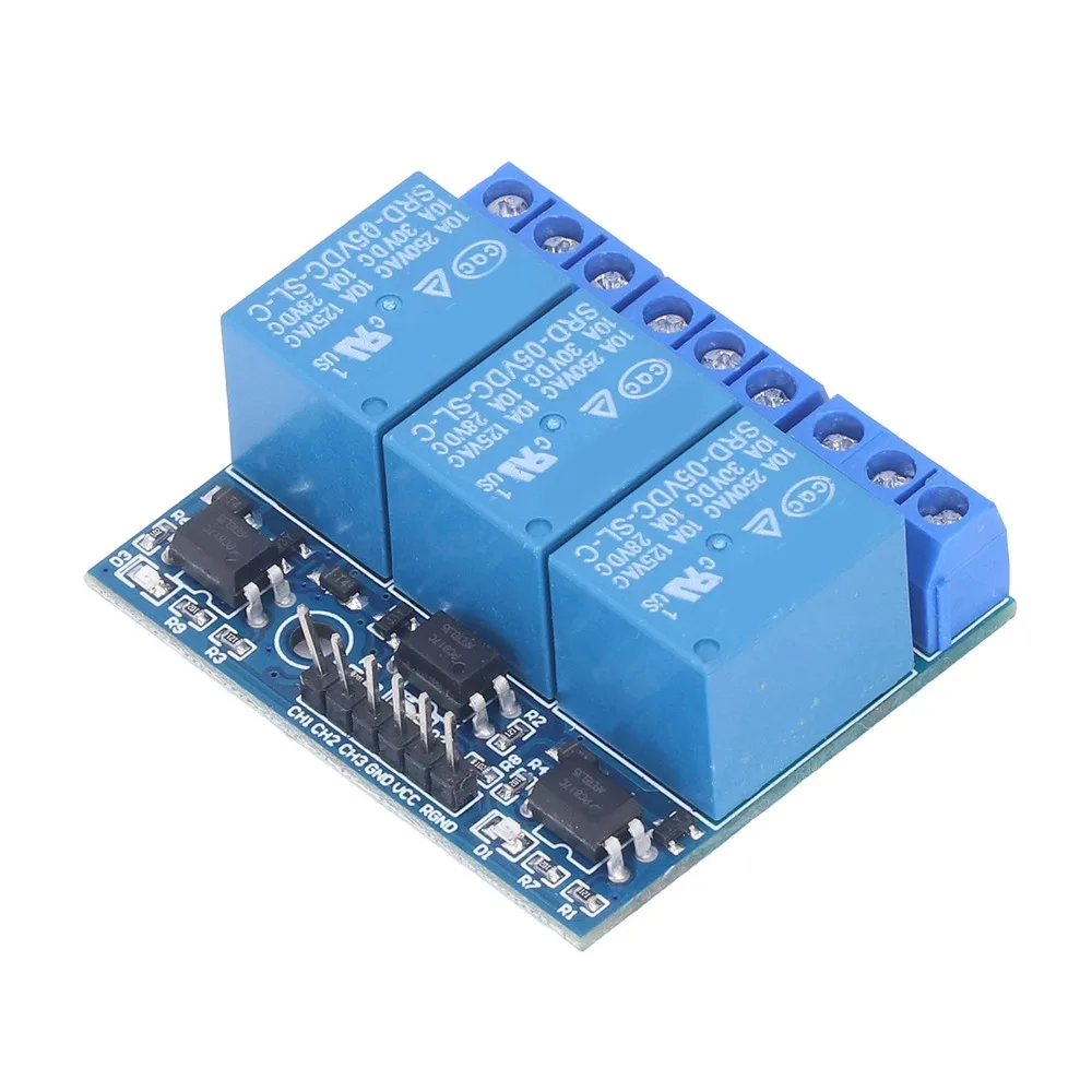 3 Channel 3 Channel Relay Module with Isolated Optocoupler DC 5V 3.3V Compatible Isolated Optocoupler Relay Board