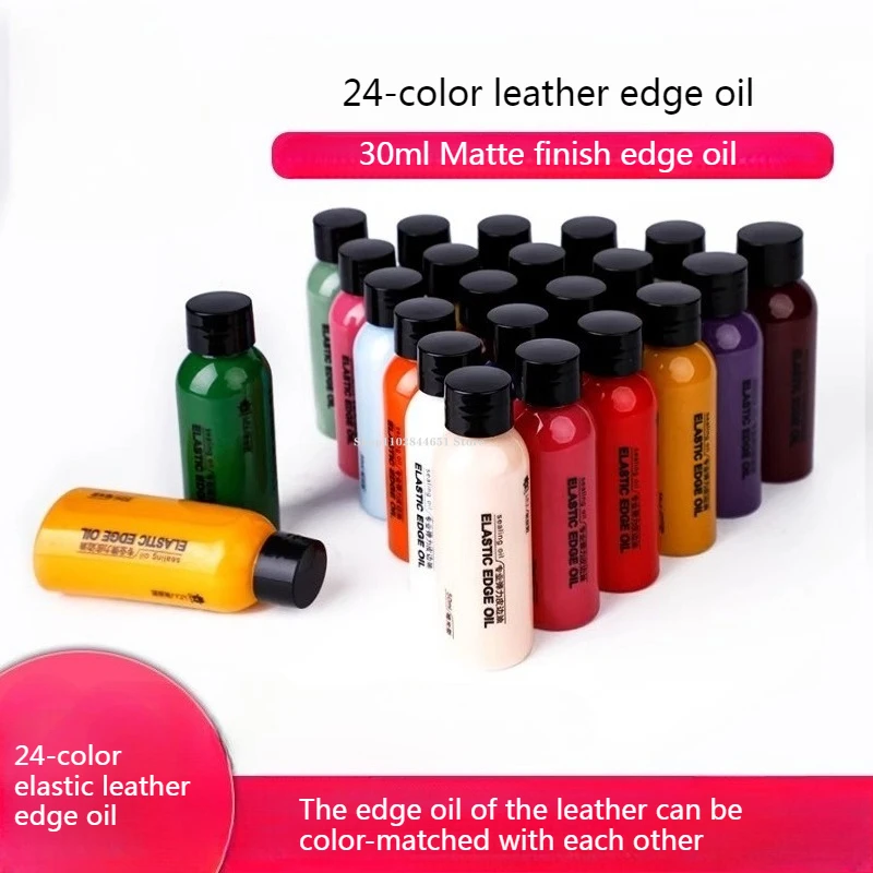 

24 Colors/set Elastic Leather Edge Oil Pigment/Handmade DIY Leather Goods Edge Banding/Repair The Old Bag Matte Edge Oil 30ml