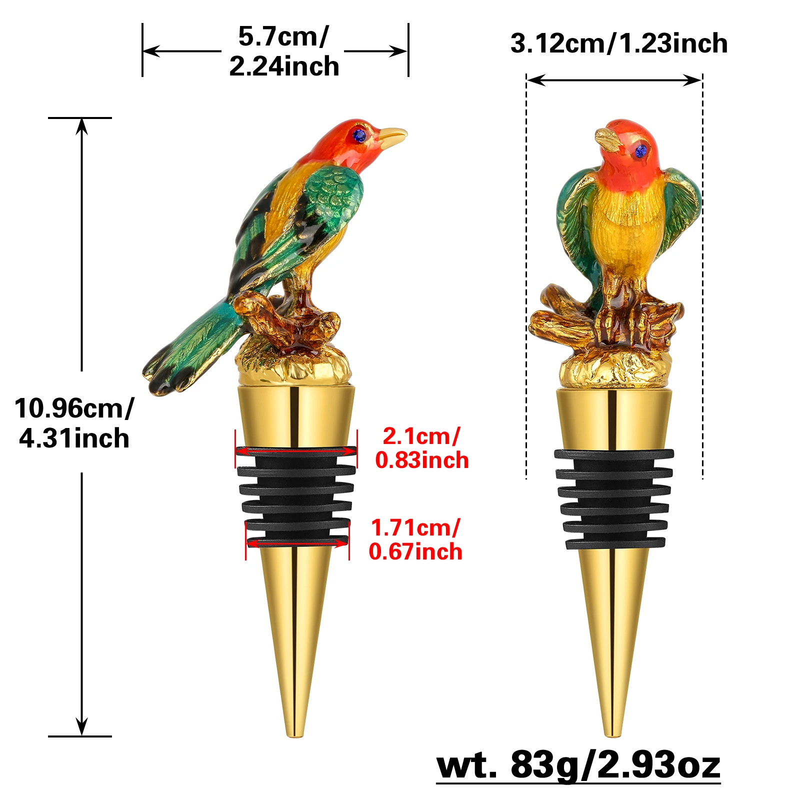 LKKCHER Colorful Magpie Wine Stopper Original Craft Design Bird Bottle Stoppers Silicone Plug Champagne Accessories Wedding Gift