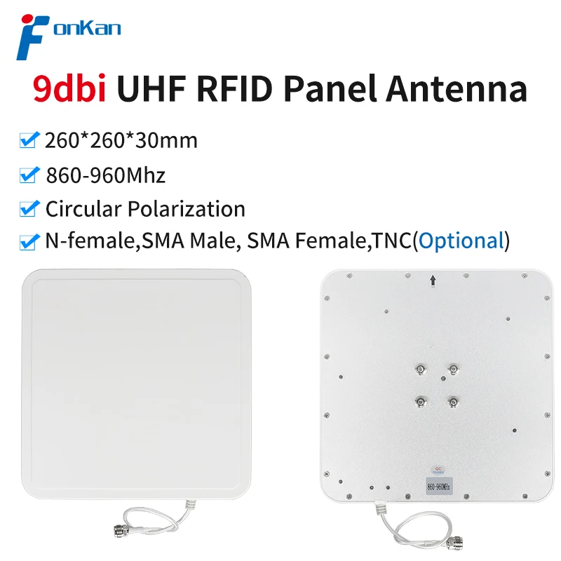 Fonkan Long Range ISO 18000-6C 860-960Mhz 9dbi UHF RFID Reader Antenna for Access Control Management