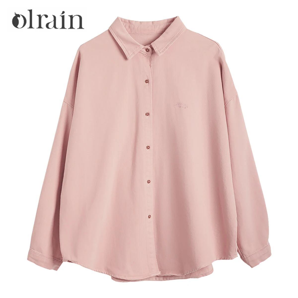 OLrain Pink Women's Jackets Autumn 2025 Loose Fit Fashion Twill 100% Cotton Embroidery Lazy Cozy Denim Outercoats N56QC93926