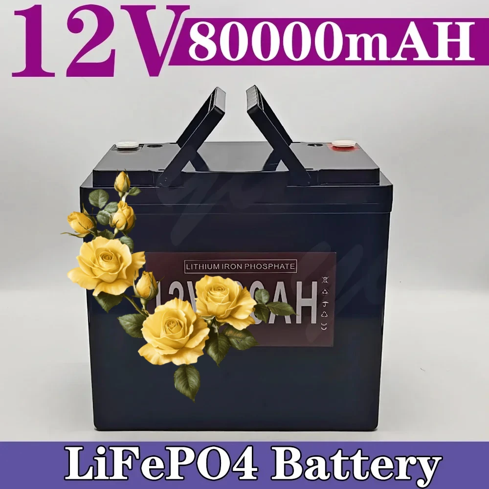 

12V 80Ah LiFePO4 Battery Built-in BMS 5000 Cycles For RV Campers Golf Cart Solar