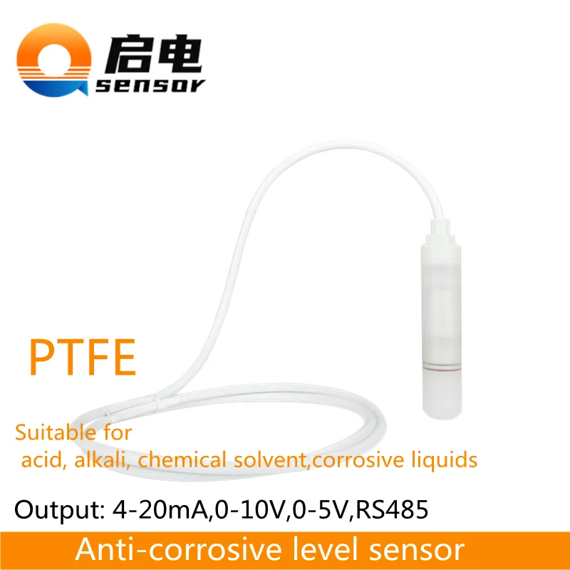 4-20mA PTFE Anti Corrosive Level Sensor Liquid Level Transducer for Seawater acid and alkali liquids DC12-36V