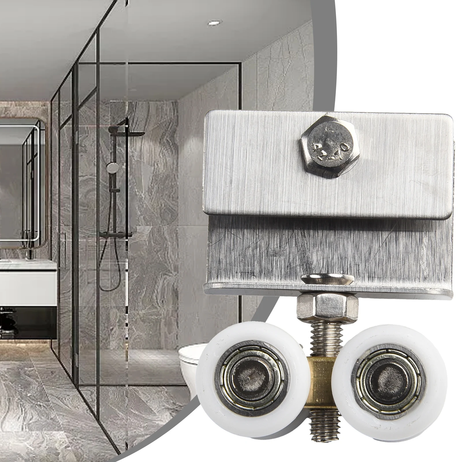 1 قطعة غرفة الاستحمام النحاس أربع عجلات معلقة بكرة الأسطوانة اكسسوارات الحمام للحمام أبواب الشريحة المنزلية استبدال الأجهزة