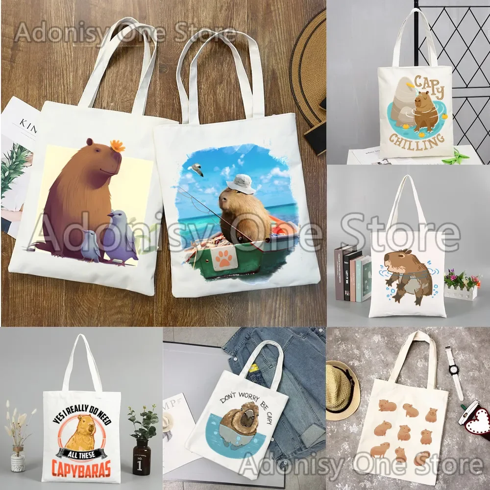 Borsa per la spesa Capybara Borsa da donna Borsa a tracolla da donna Shopper in tela per pendolari Borsa da scuola di grande capacità