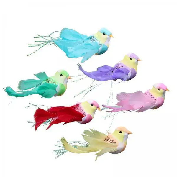 Fake Birds Animal Figures Clip on Feather Birds for Home Micro Landscape Decor Outdoor Garden Art Decorations