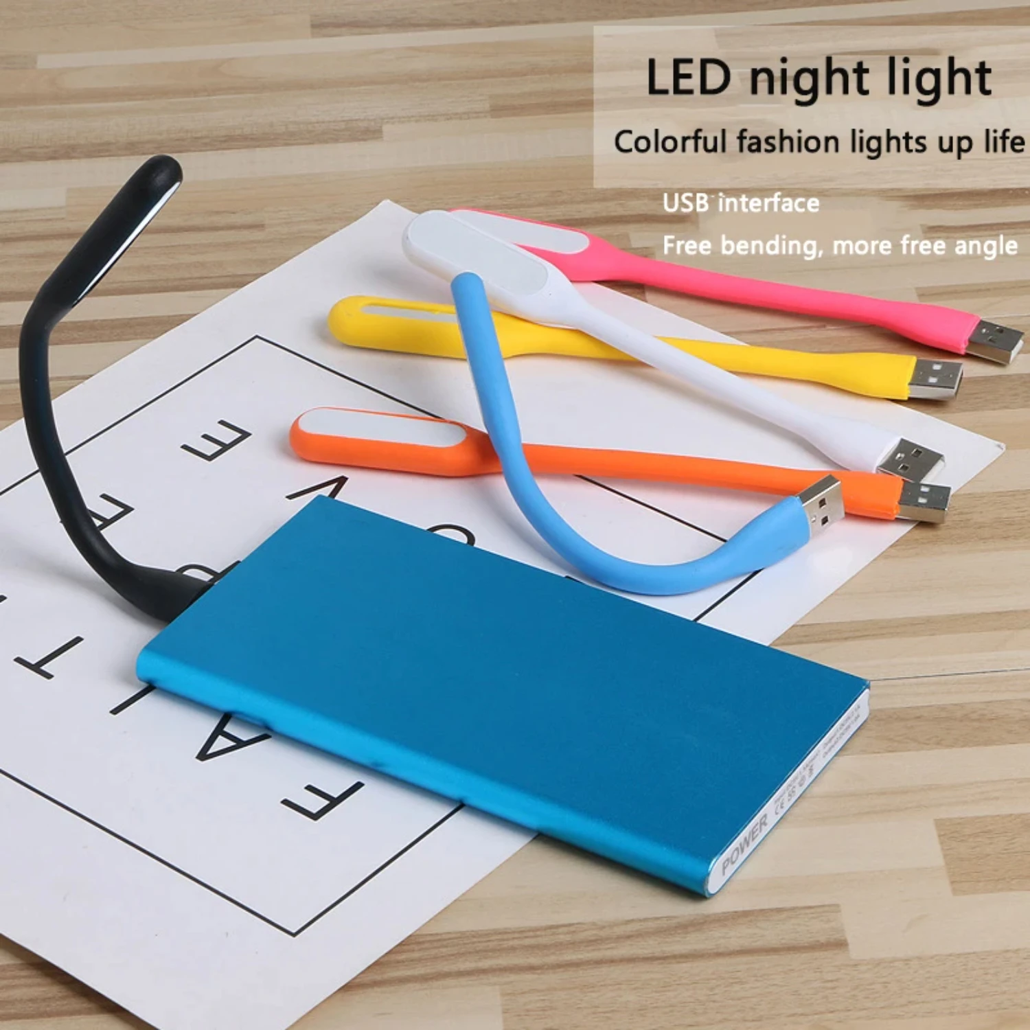 Lampu meja USB LED Mini, 1/5 buah lampu baca portabel kecil melindungi penglihatan dapat dilipat Power Bank Laptop lampu malam