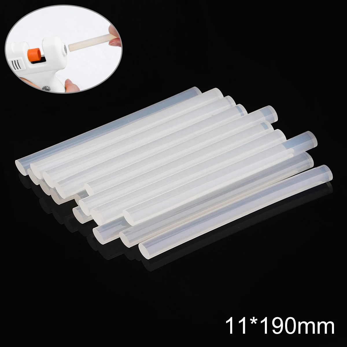 

15-100pcs/Lot 11mmx190mm Transparent Hot-melt Gun Glue Sticks for Heat Pistol Gun Adhesive DIY Tools Repair Alloy Accessories