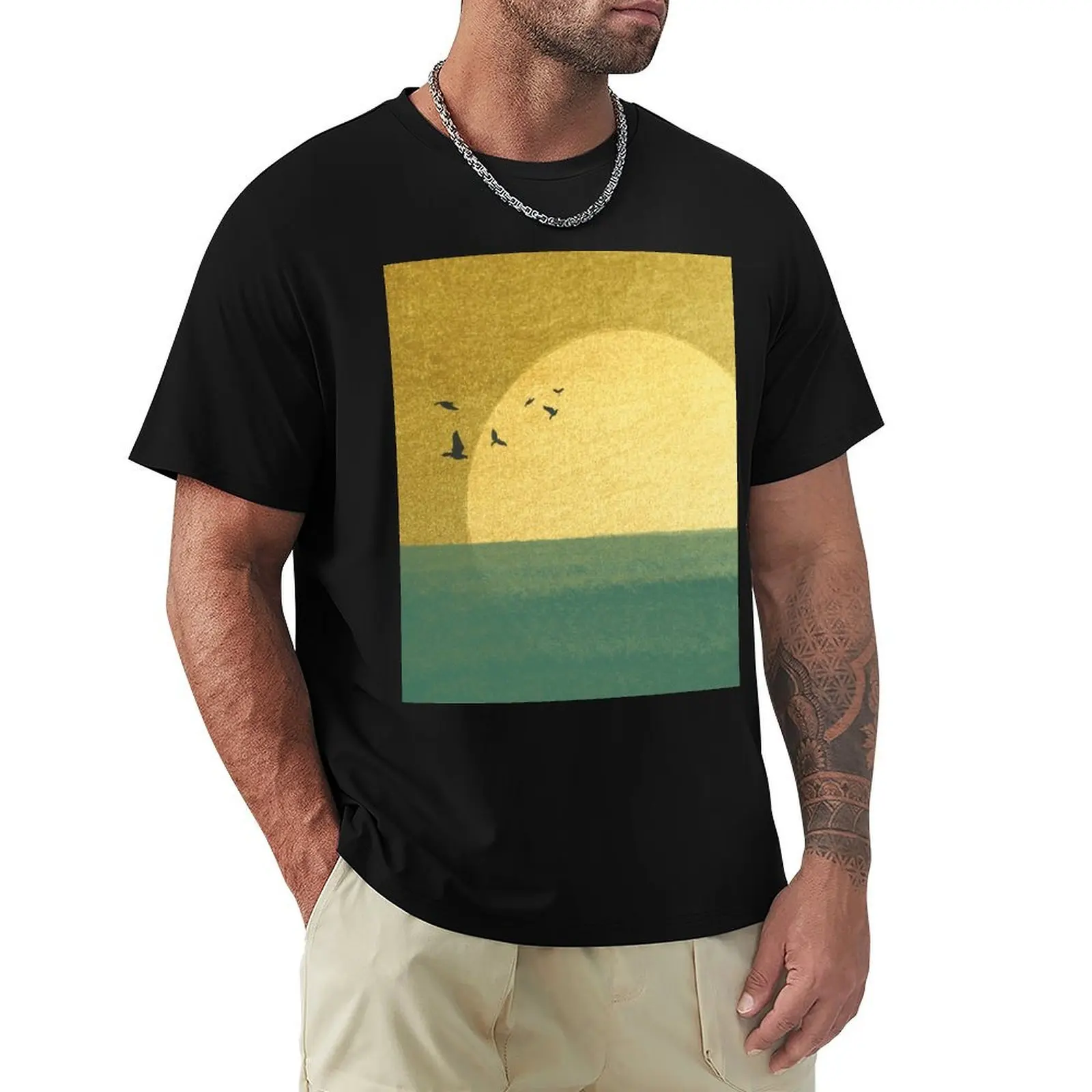 Eternity is the sea mixed with the sun (Rimbaud) T-Shirt Work Short Sleeve Cotton Top