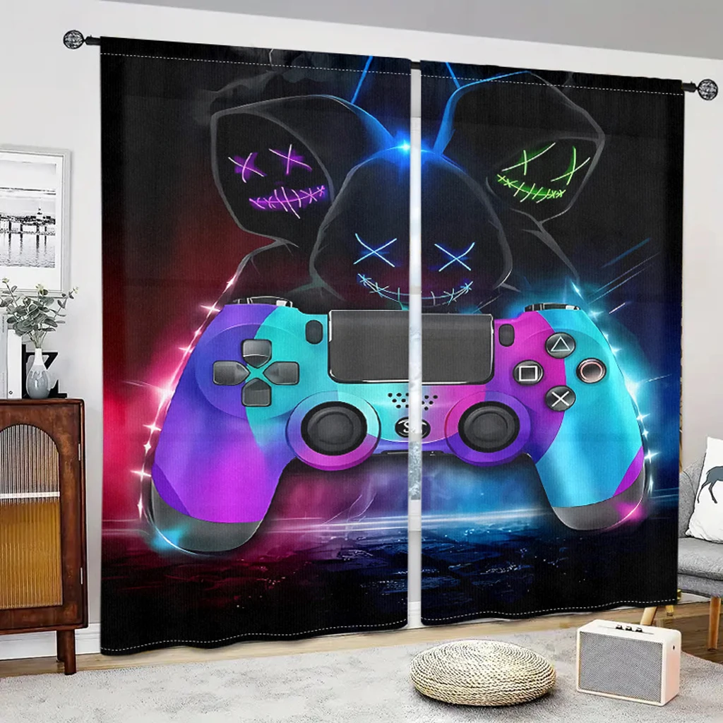 3D Pattern Video/TV Game Player Printing Living Room Game Handle Curtains For Kids Room Decoration Drapes Rideaux 2 PIece