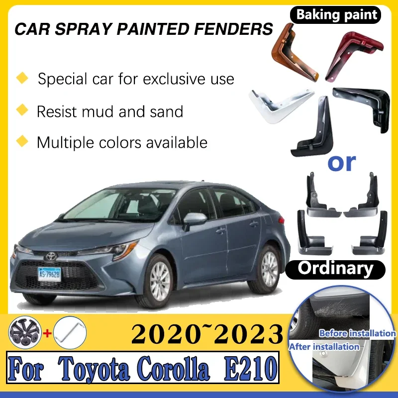 

For Toyota Corolla Altis E210 Sedan 2020~2023 Car Spray Baking Paint Mudguards Fender Protect Mud Guard Flaps Car Accessories